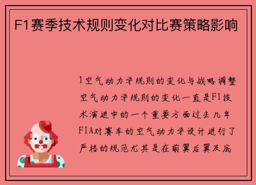 F1赛季技术规则变化对比赛策略影响